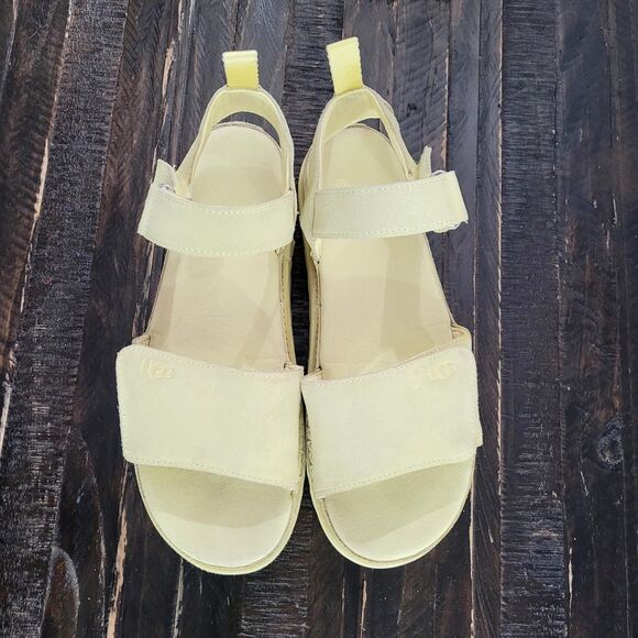 UGG GOLDENSTAR LEMON LEATHER PLATFORM STRAPPY SANDALS WOMEN'S SIZE 10 - Picture 4 of 11